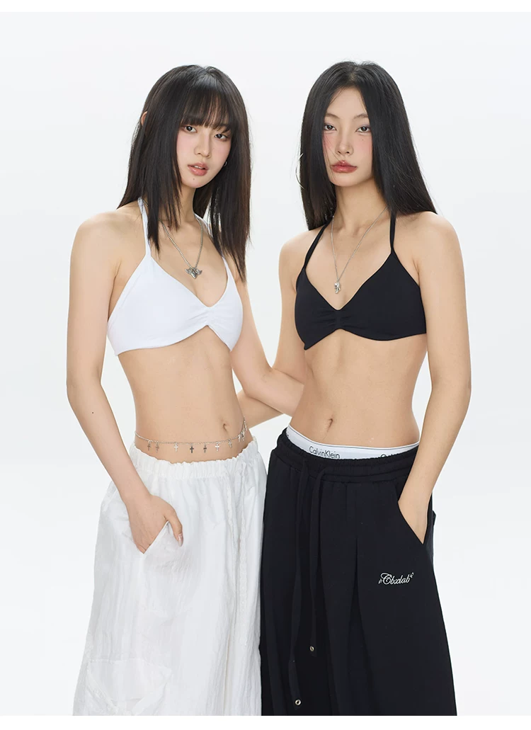 T Shirt Bra Seamless - บราออกกำลังกายไร้ตะเข็บสไตล์บิกินี่สุดเซ็กซี่ สายคล้องคอสวยงาม สายบ่าบาง ยืดหยุ่นสูง ช่วยยกกระชับ เหมาะสำหรับออกกำลังกายและโยคะ